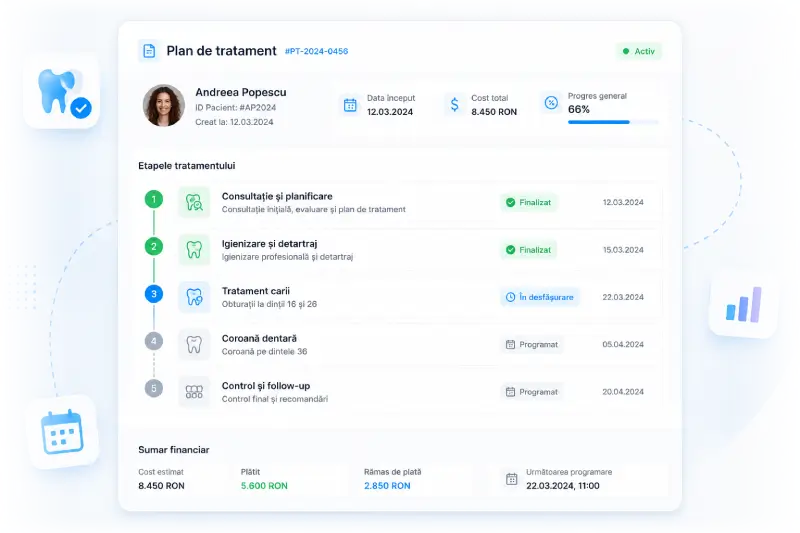Software plan tratament stomatologic ușor de configurat în aplicația SMYLE